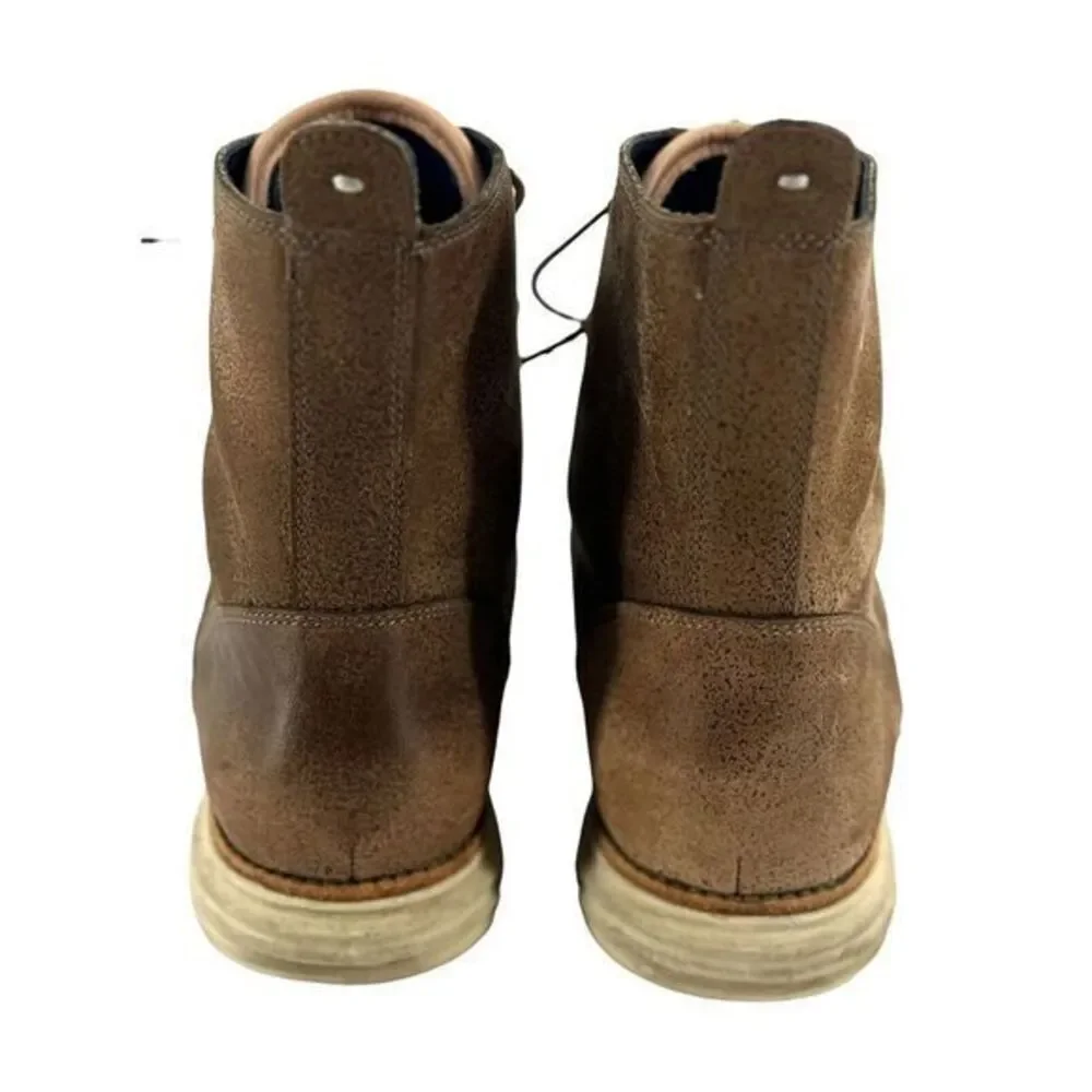 Cole Haan Lunargrand Lace Combat Cap Toe Boots Beige Suede Mens Size 10 M C12018